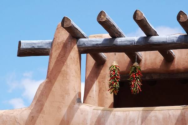An adobe style home in Santa Fe An adobe style home in Santa Fe