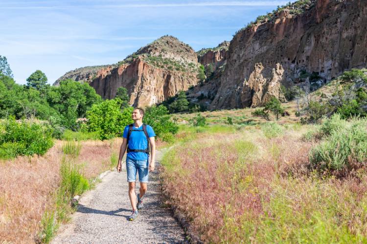 A man hiking near Santa Fe, NM