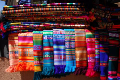 Blankets at a Santa Fe market Blankets at a Santa Fe market